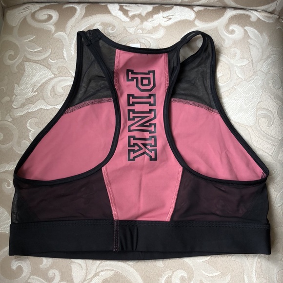 VS Pink Mesh High Neck Sports Bra - Picture 2 of 3